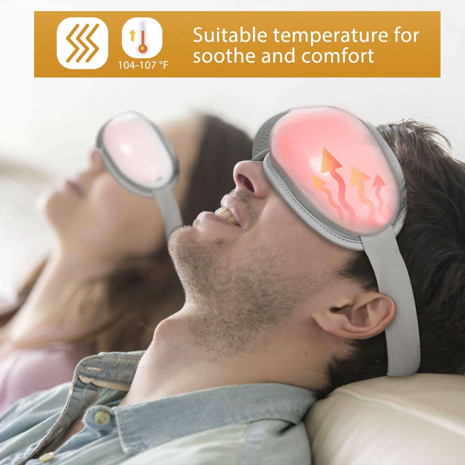 Masque Massage Yeux Avec Chaleur Et Bluetooth - Masseur Oculaire Sans Fil Avec Télécommande - Neuf